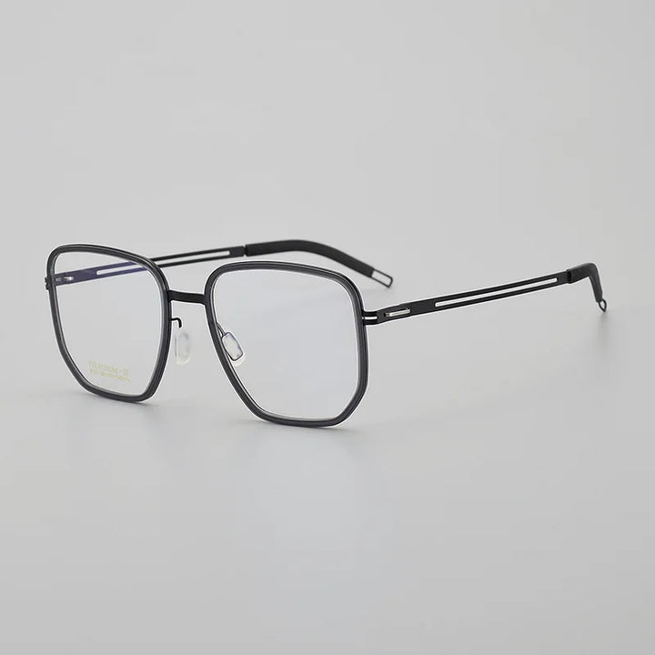 Hewei Unisex Full Rim Square Titanium Acetate Eyeglasses 8101 Full Rim Hewei black  