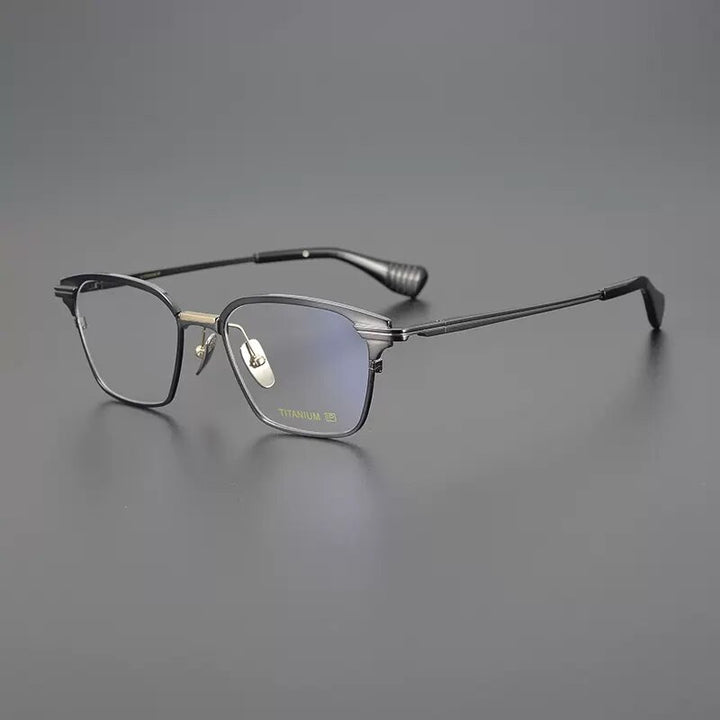 Gatenac Unisex Full Rim Square Titanium Eyeglasses Gxyj1085 Full Rim Gatenac Gun  