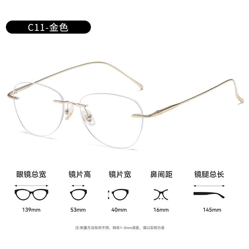 Bclear Unisex Rimless Flat Top Oval Titanium Eyeglasses 892553