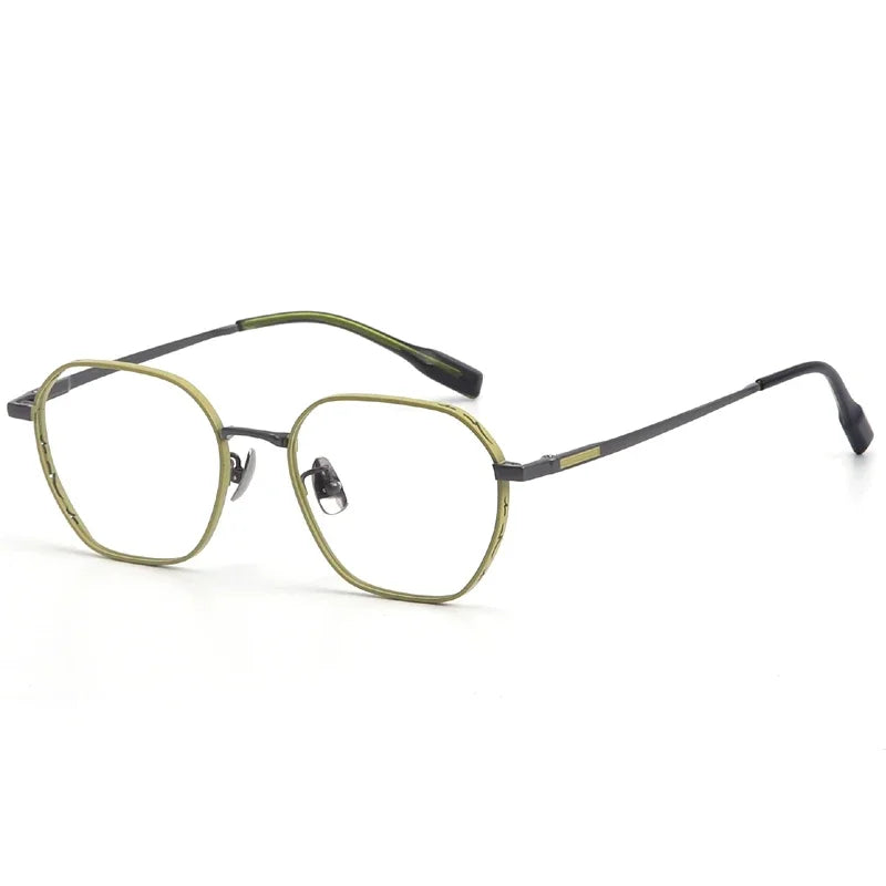 Aror Unisex Full Rim Flat Top Polygon Titanium Eyeglasses 42092 Full Rim Aror C3