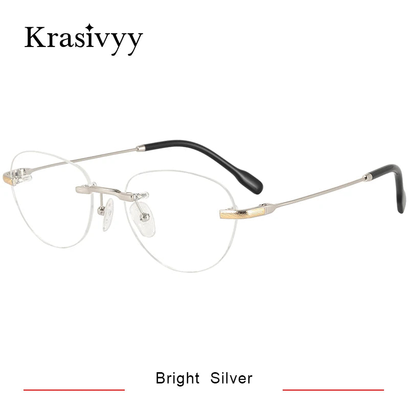 Krasivyy Women's Rimless Polygon Oval Titanium Eyeglasses 450026
