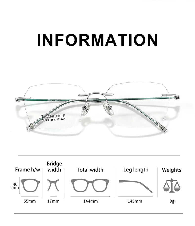 Vicky Unisex Rimless Square Titanium Reading Glasses V6021 Reading Glasses Vicky   