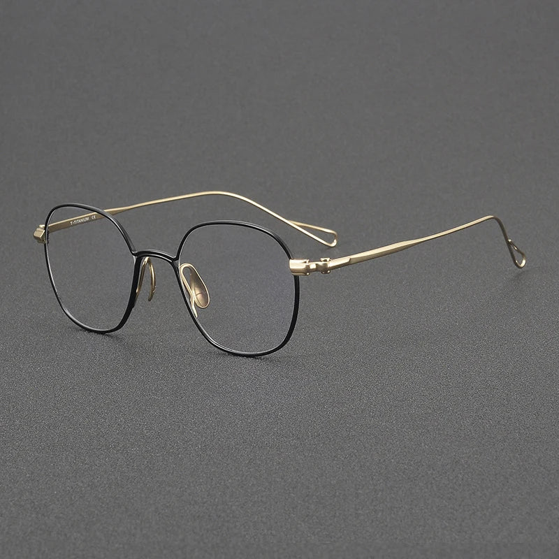 Black Mask Unisex Full Rim Square Titanium Eyeglasses 2156 Full Rim Black Mask Black-Gold  