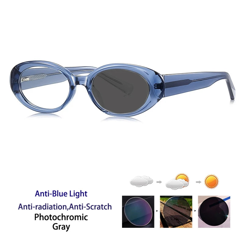 Kocolior Women's Full Rim Oval Acetate Photochromic Reading Glasses 629033