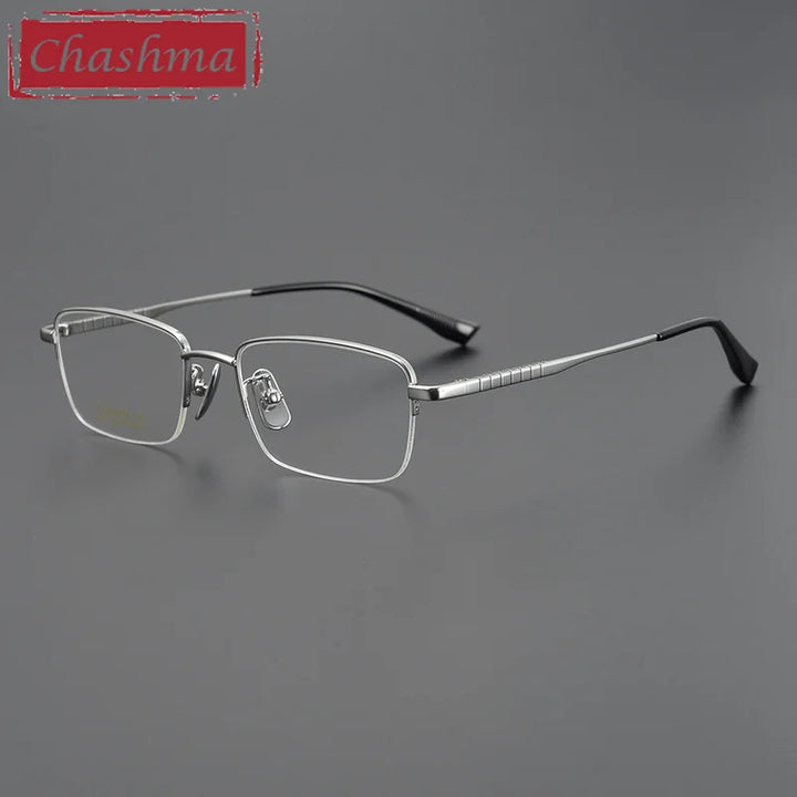 Chashma Ottica Men's Semi Rim Square Titanium Eyeglasses 91039 Semi Rim Chashma Ottica Silver  