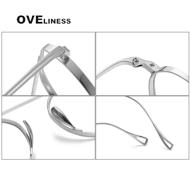 Oveliness Unisex Full Rim Brow Line Round Titanium Eyeglasses O9503 Full Rim Oveliness   