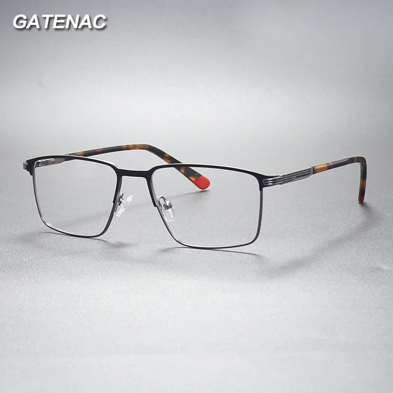 Gatenac Unisex Full Rim Square Alloy Eyeglasses Gxyj1502 Full Rim Gatenac   