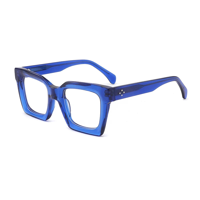 Gatenac Unisex Full Rim Square Thick Acetate Eyeglasses Gxyj156 Full Rim Gatenac Blue