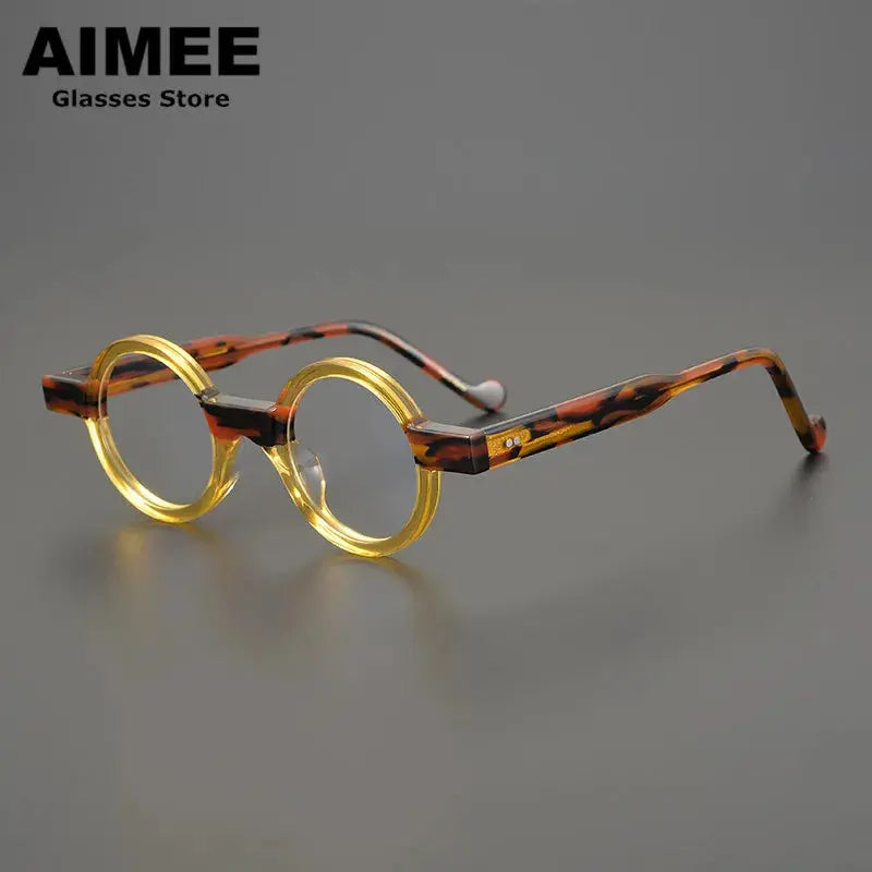 Aimee Unisex Full Rim Round Acetate Thick Temple Eyeglasses 402243 FuzWeb