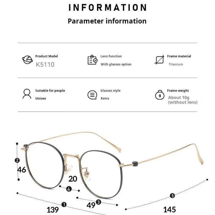 Momoja Women's Full Rim Round Titanium Eyeglasses 45110