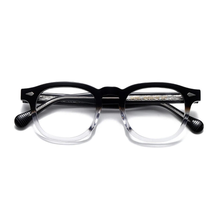Hewei Unisex Full Rim Square Oval Acetate Eyeglasses 0034 Full Rim Hewei black clear  