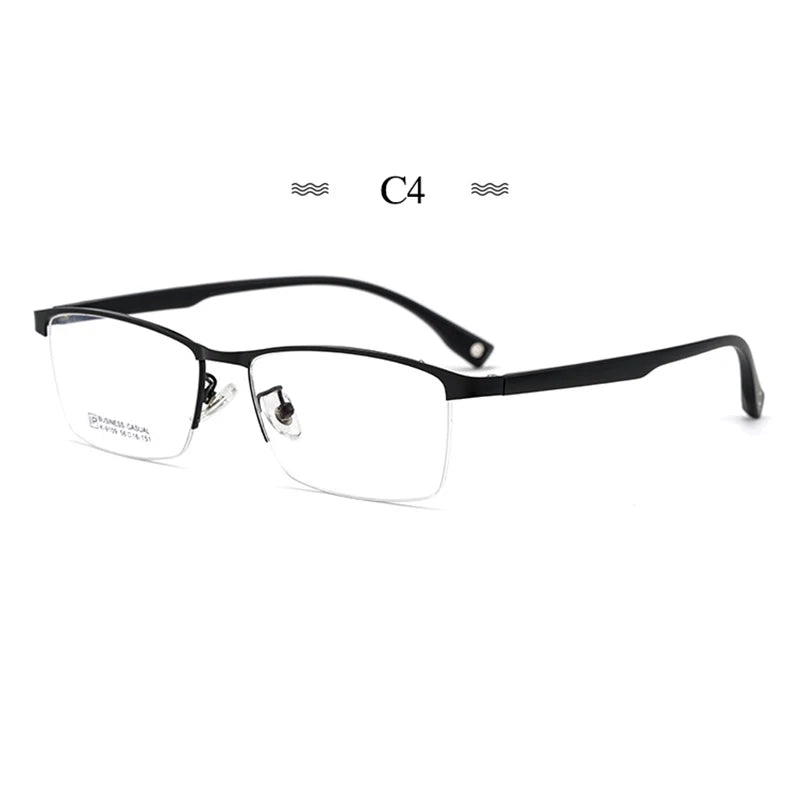 Hotochki Men's Semi Rim Square Titanium Alloy Eyeglasses 99109 Semi Rim Hotochki C4