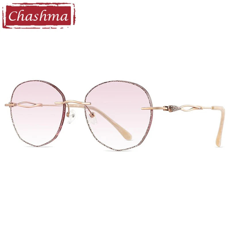Chashma Women's Rimless Round Titanium Eyeglasses 99802 Rimless Chashma Gold Brown  
