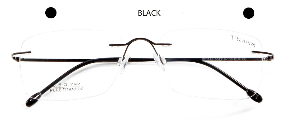 Esnbie Unisex Rimless Oval Rectangle Titanium Eyeglasses 11451 Rimless Esnbie Black  