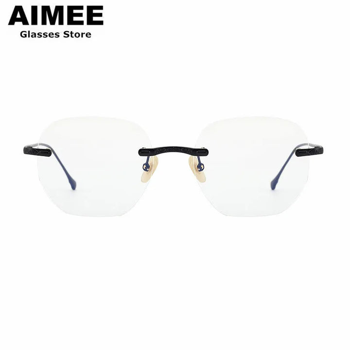 Aimee Men's Rimless Polygon Square Titanium Eyeglasses 5932 Rimless Aimee   