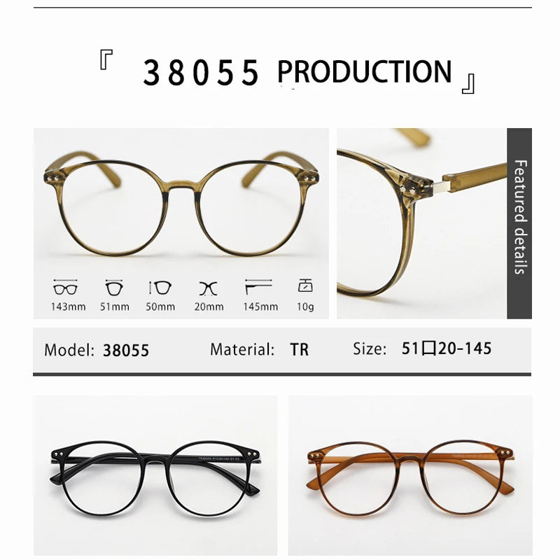 Kocolior Women's Full Rim Round Tr 90 Alloy Photochromic Reading Glasses 38055