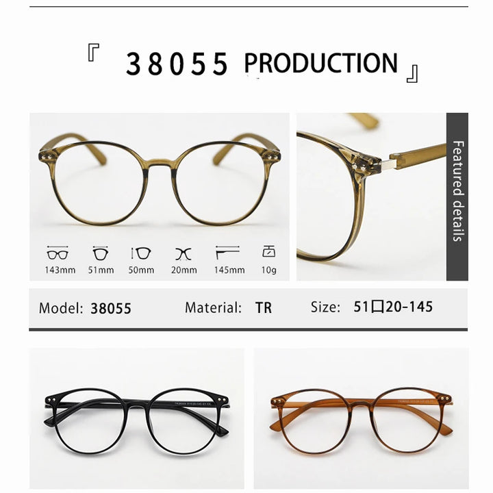 Kocolior Women's Full Rim Round Tr 90 Alloy Photochromic Reading Glasses 38055