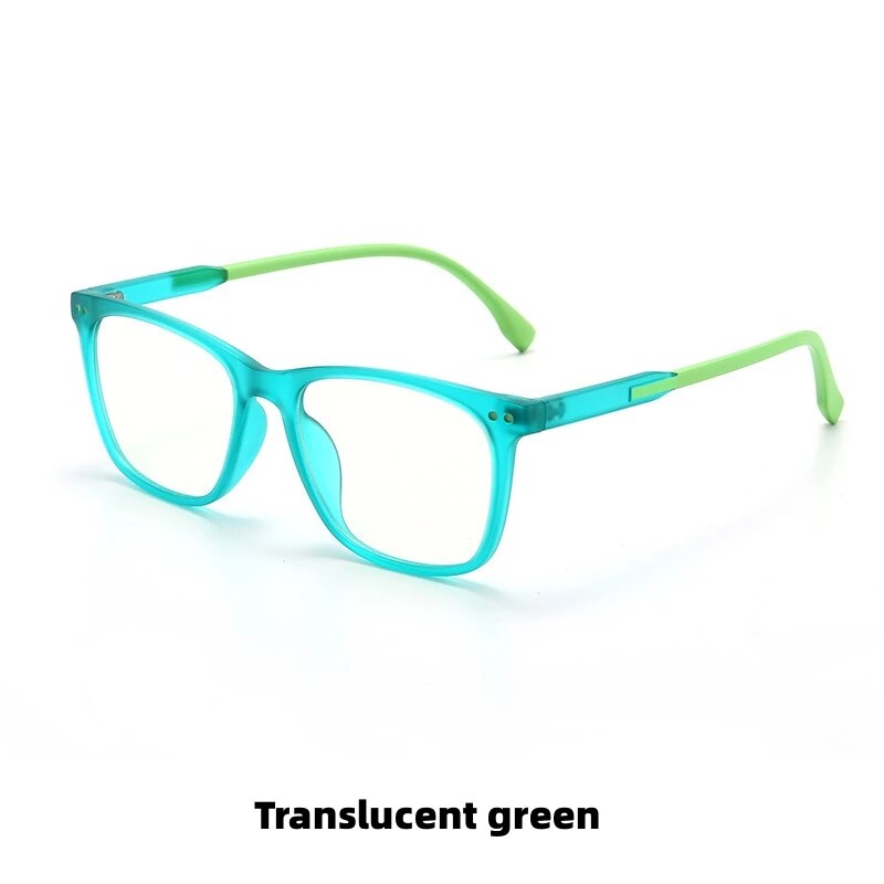 KatKani Children's Unisex Full Rim Square Tr 90 Eyeglasses F8301 Full Rim KatKani Eyeglasses Translucent green  