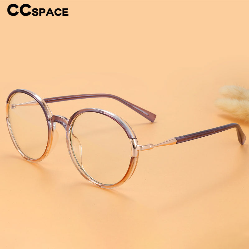 CCSpace Women's Full Rim Round Tr 90 Alloy Eyeglasses 56343 Full Rim CCspace   