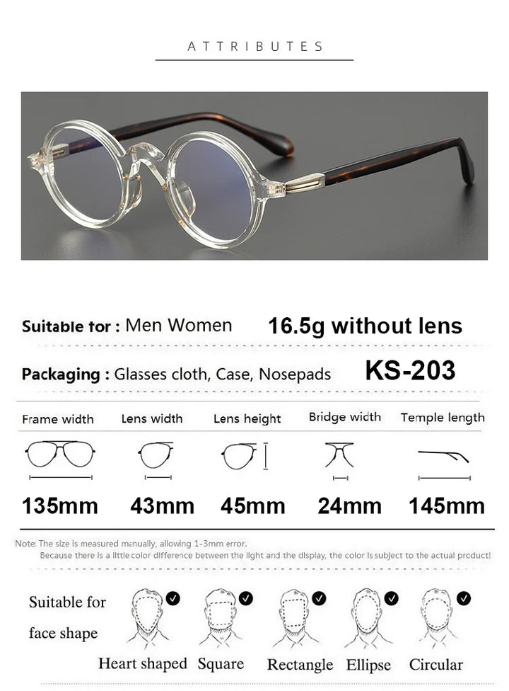 Aimee Women's Full Rim Round Titanium Acetate Eyeglasses 84203