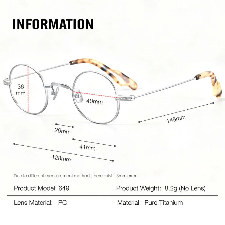 Muzz 649 men's small round titanium prescription eyeglasses — view 2