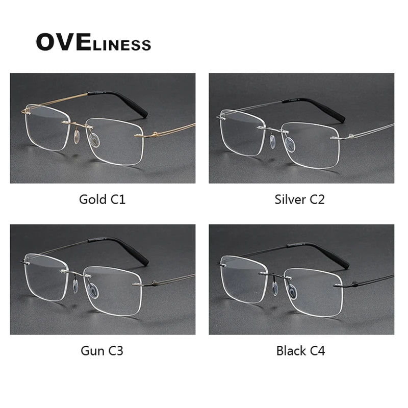 Oveliness Unisex Rimless Square Titanium Eyeglasses O80859 Rimless Oveliness   