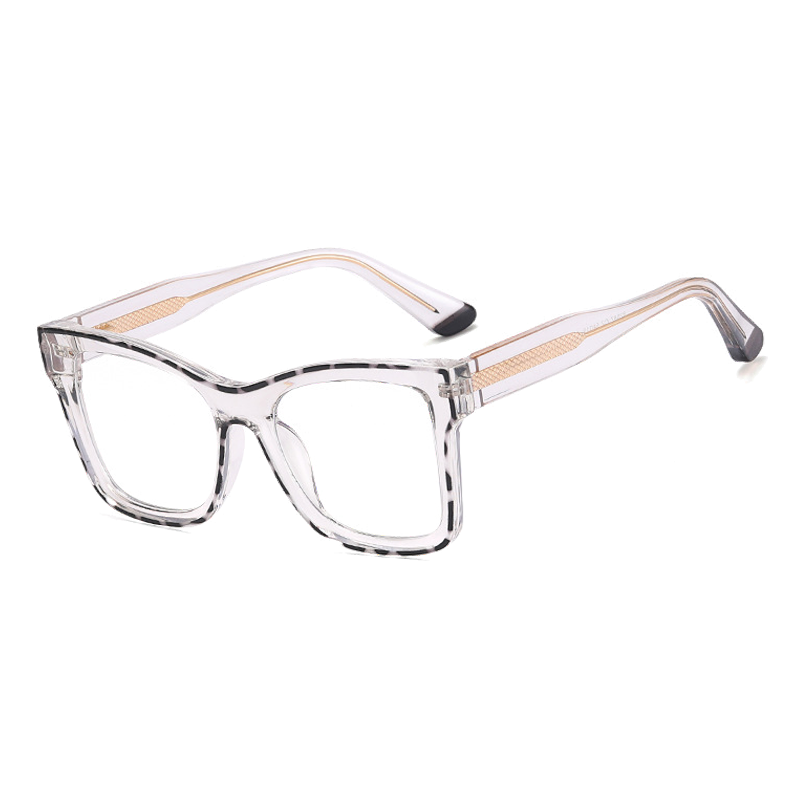 Ralferty Women's Full Rim Square Acetate Eyeglasses F82087 Full Rim Ralferty C2 ClearLeopard China 