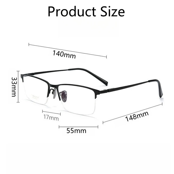 Yimaruili Men's Semi Rim Square Titanium Eyeglasses 26002 Semi Rim Yimaruili Eyeglasses