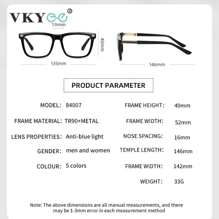 Vicky Men's Full Rim Square Tr 90 Alloy Reading Glasses 584007