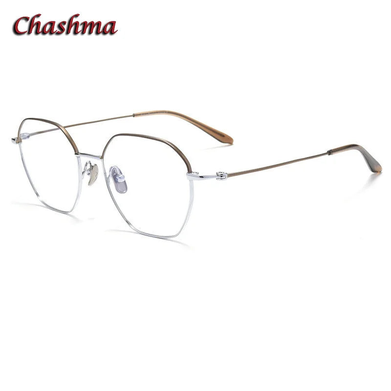 Chashma Ochki Unisex Full Rim Flat Top Oval Titanium Eyeglasses 84824