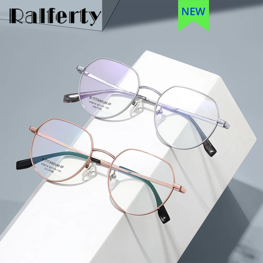 Ralferty Women's Full Rim Flat Top Oval Titanium Eyeglasses R6215 Full Rim Ralferty   