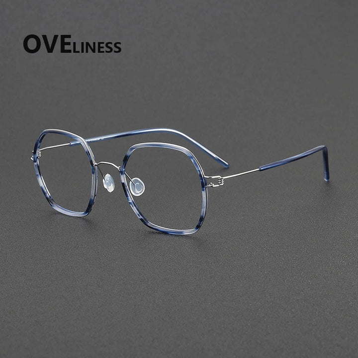 Oveliness Women's Full Rim Polygon Acetate Titanium Eyeglasses 381044