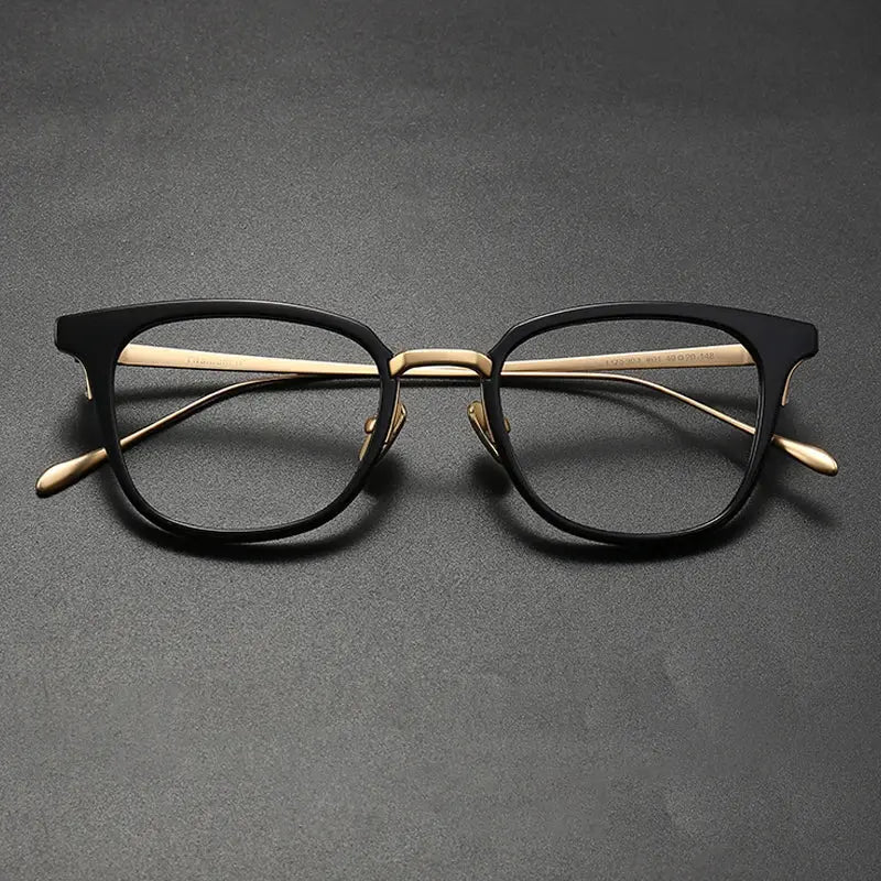 Gatenac Unisex Full Rim Square Acetate Titanium Eyeglasses 679903 FuzWeb