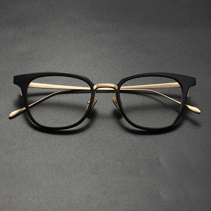 Gatenac Unisex Full Rim Square Acetate Titanium Eyeglasses 679903 FuzWeb