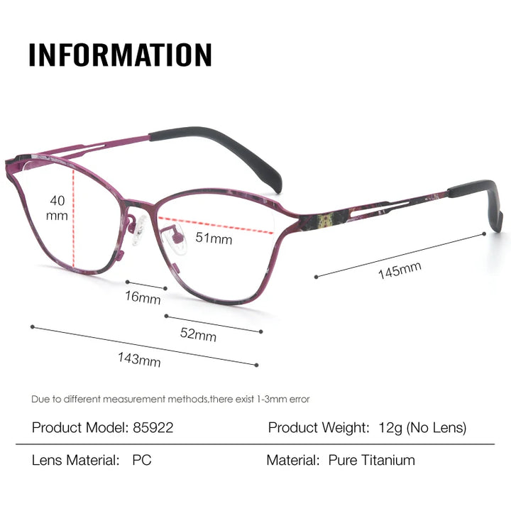 Muzz 859222 women's cat eye IP titanium prescription eyeglasses — view 2