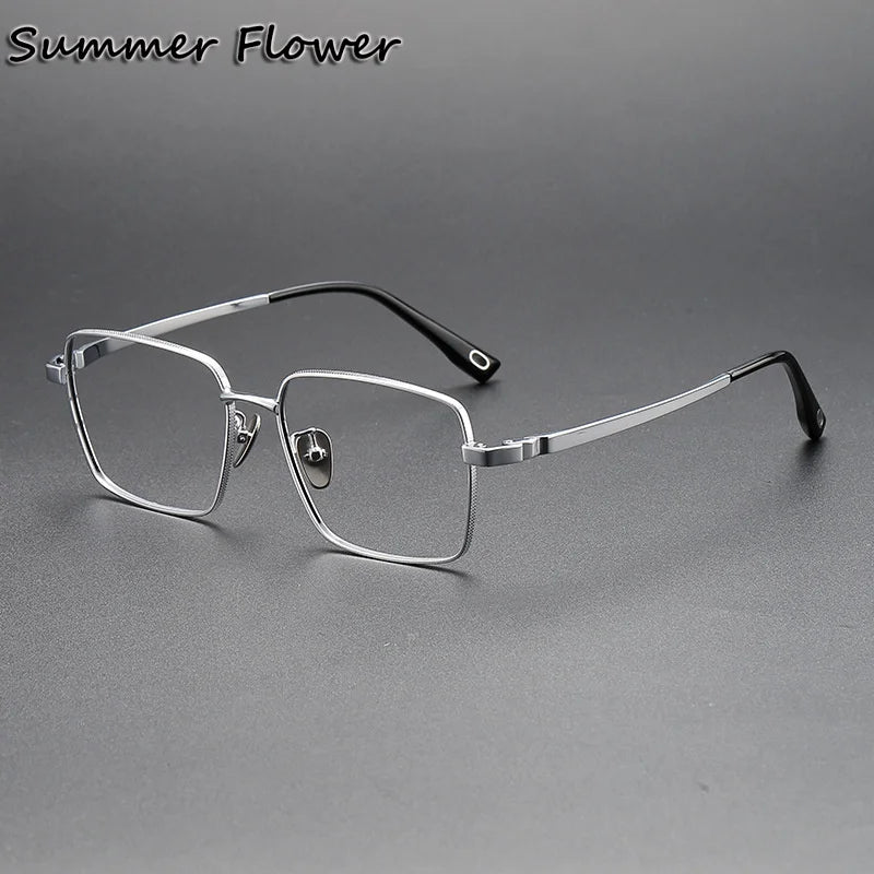 Summer Flower Men's Full Rim Polygon Square Titanium Eyeglasses 80927
