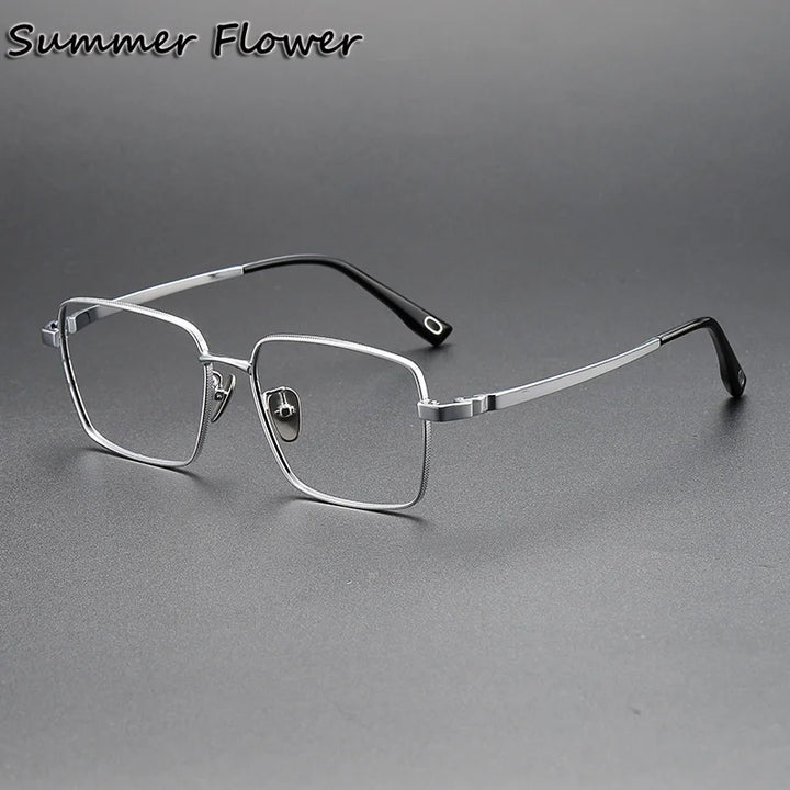 Summer Flower Men's Full Rim Polygon Square Titanium Eyeglasses 80927