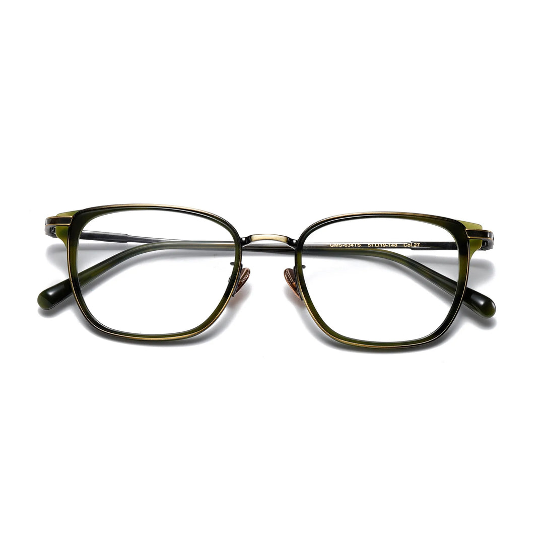 Chashma Ochki  Unisex Full Rim Square Titanium Acetate Eyeglasses 0634 Full Rim Chashma Ochki Green  