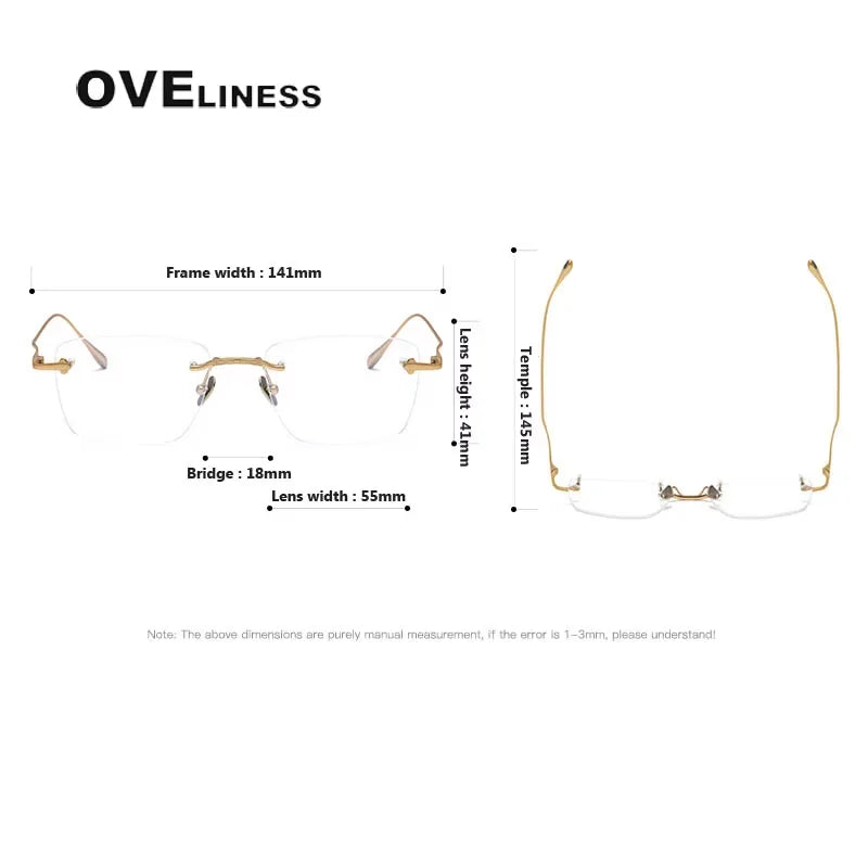 Oveliness Unisex Rimless Square Polygon Titanium Eyeglasses 80954 Rimless Oveliness