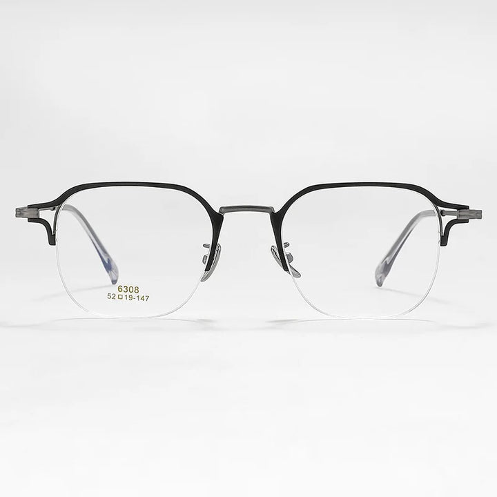 KatKani Men's Semi Rim Square Alloy Eyeglasses 6308 Semi Rim KatKani Eyeglasses   