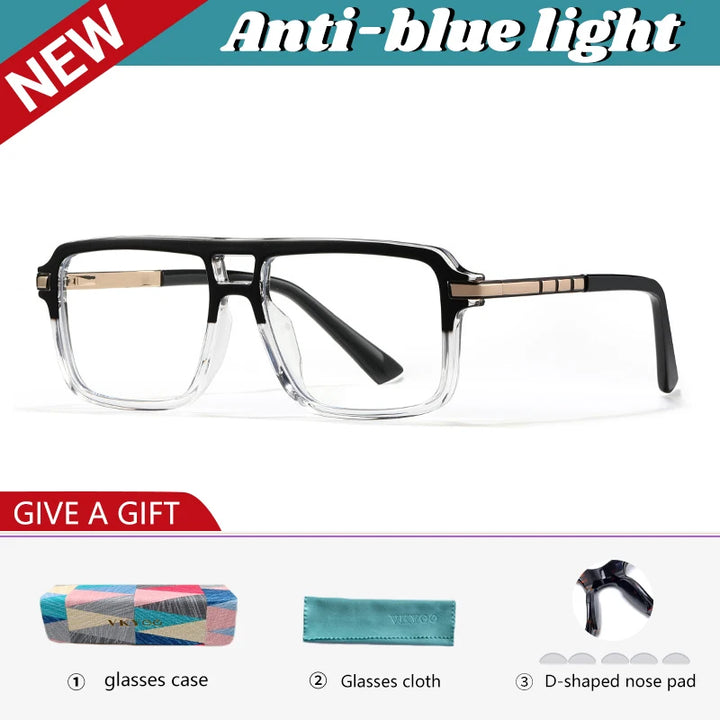 Vicky Unisex Full Rim Square Double Bridge Tr 90 Alloy Reading Glasses 360026