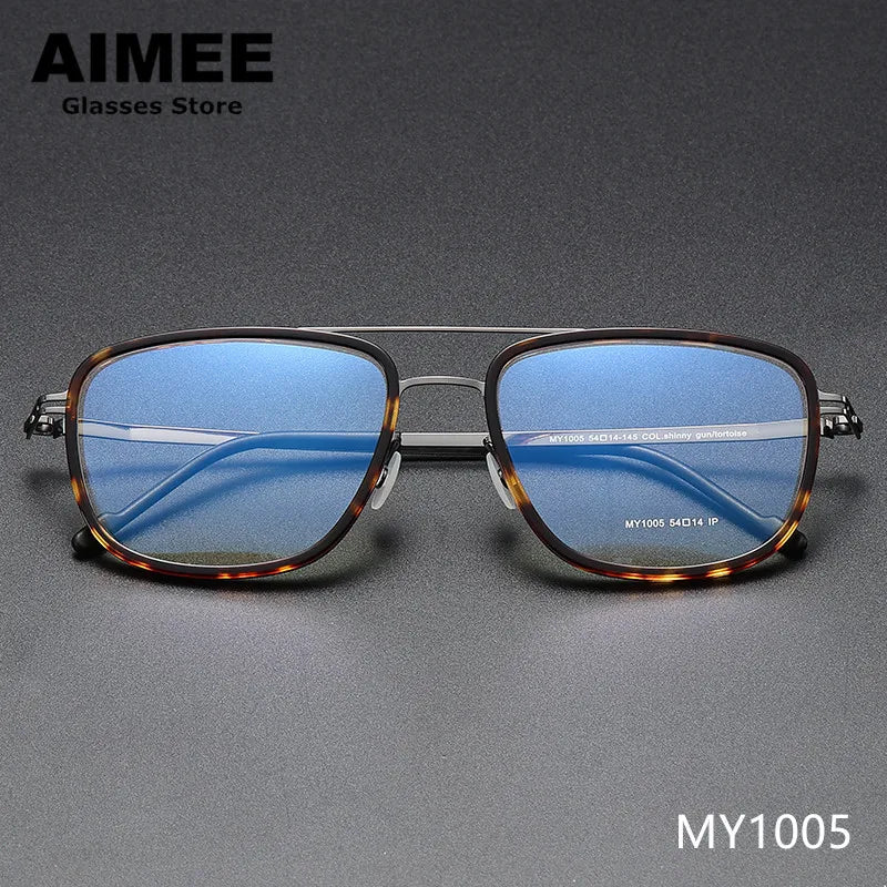 Aimee Unisex Full Rim Square Double Bridge Acetate Steel Eyeglasses 1315 Full Rim Aimee   