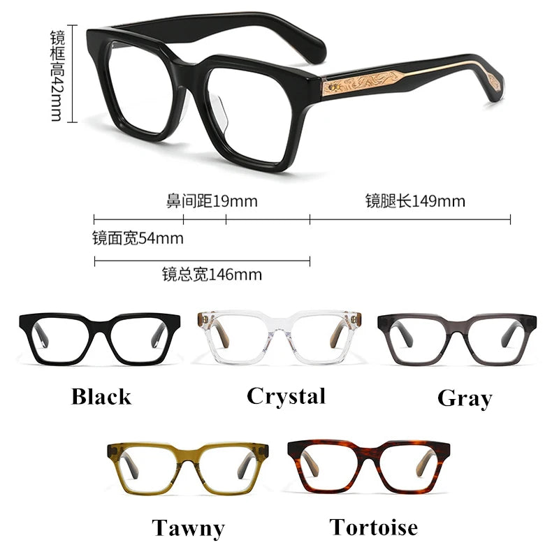 Black Mask Unisex Full Rim Polygon Square Acetate Eyeglasses 443064 Full Rim Black Mask