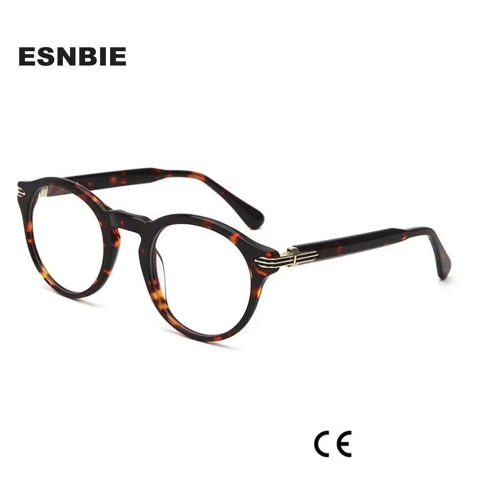 Esnbie Unisex Full Rim Round Oval Acetate Eyeglasses 2427 Full Rim Esnbie   