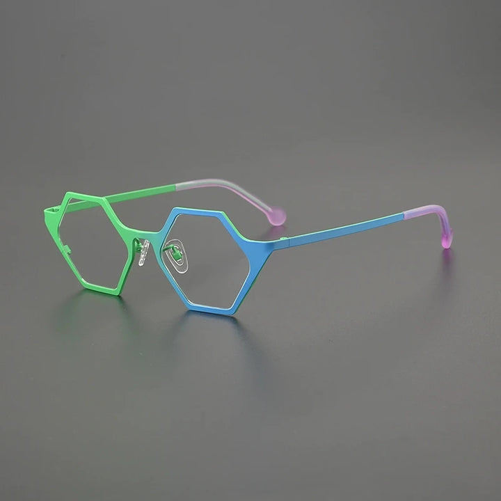 Gatenac Women's Full Rim Polygon Acetate Titanium Eyeglasses G85881