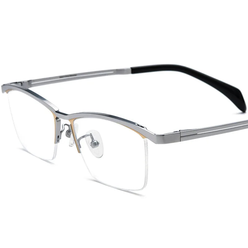 Nobler Unisex Semi Rim Square Brow Line Titanium Eyeglasses 185912