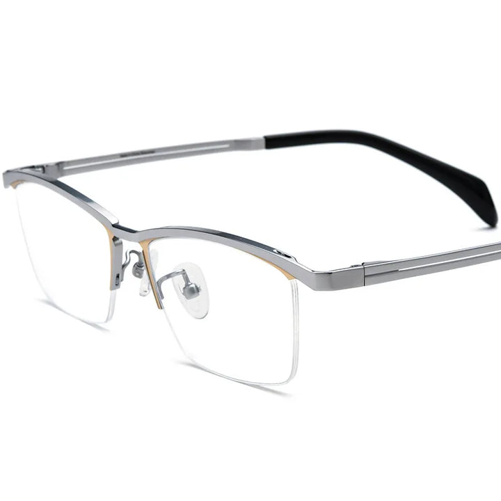 Nobler Unisex Semi Rim Square Brow Line Titanium Eyeglasses 185912