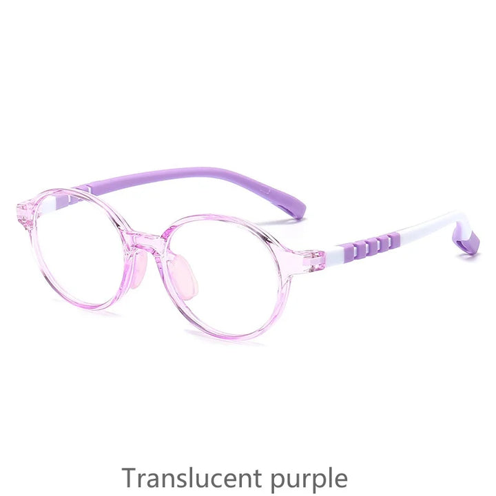 KatKani Unisex Children's Full Rim  Round Tr 90 Eyeglasses D108 Full Rim KatKani Eyeglasses Translucent purple  