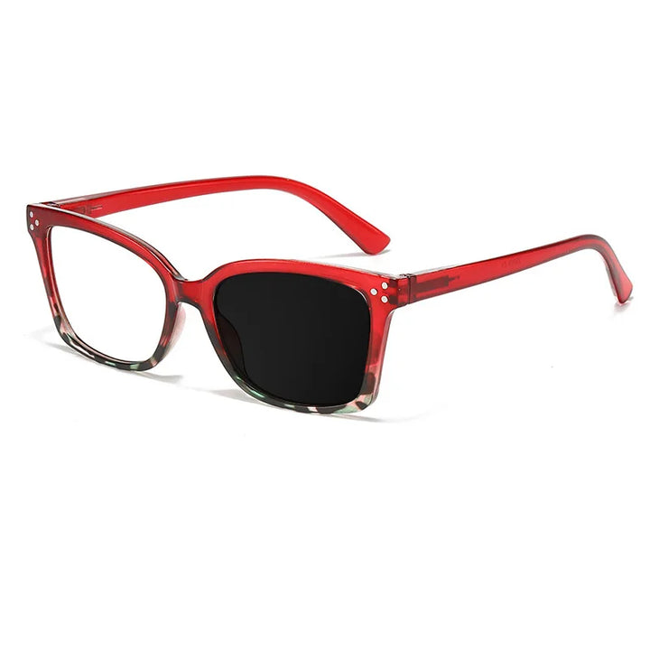 Kocolior Women's Full Rim Square Pc Tr 90 Alloy Photochromic Reading Glasses 525002