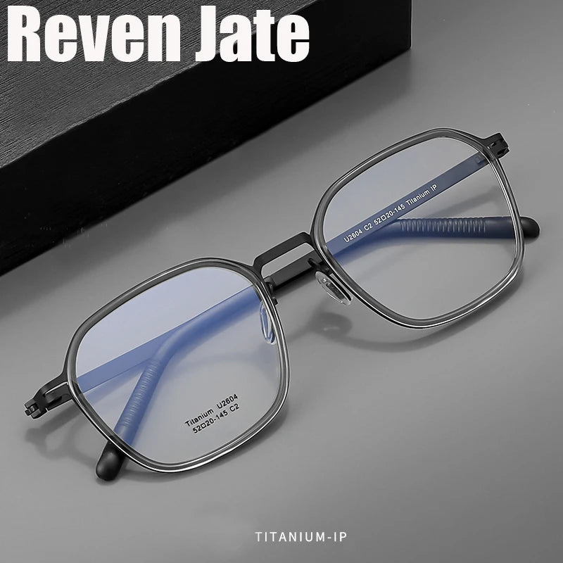 Reven Jate Unisex Full Rim Round Square Titanium Eyeglasses 2604 Full Rim Reven Jate   